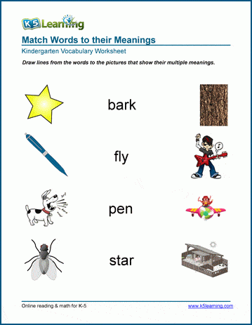 homonyms worksheets k5 learning