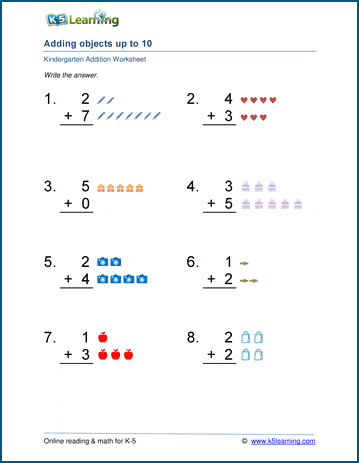 maths addition worksheets for kindergarten