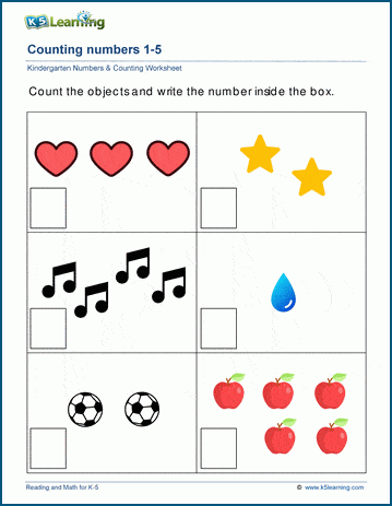 numbers free printable kindergarten worksheets