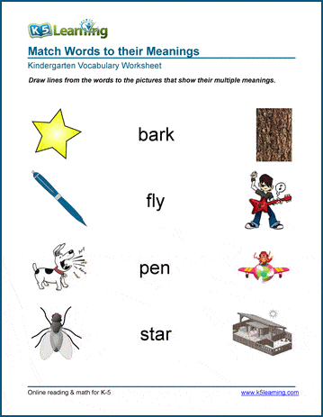 Multiple Meaning Words Worksheets  K5 Learning