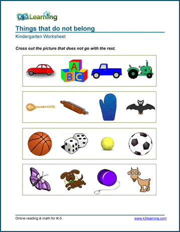 Sample Kindergarten Opposites Worksheet