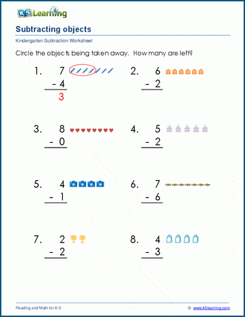 Free Preschool & Kindergarten Subtraction Worksheets - Printable | K5 Learning