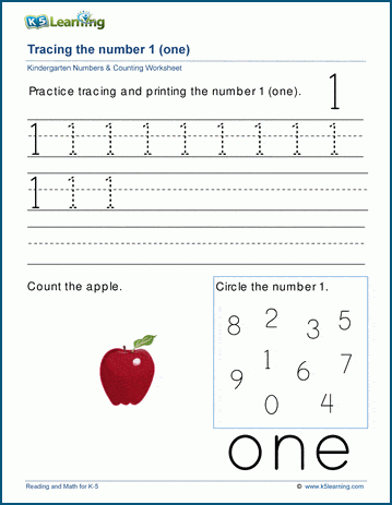 Kindergarten Tracing Numbers 