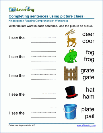 Preschool & Kindergarten Worksheets - Printable & Organized By Subject | K5 Learning