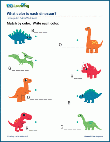 Match and write colors worksheets | K5 Learning