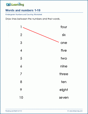 numbers in words worksheet