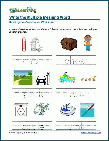 learn multiple meaning words worksheets for kindergarten k5 learning