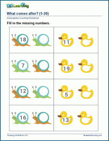 Before And After Numbers Worksheets