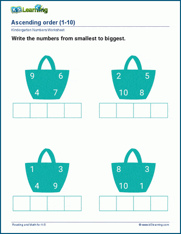 Ordering numbers worksheets