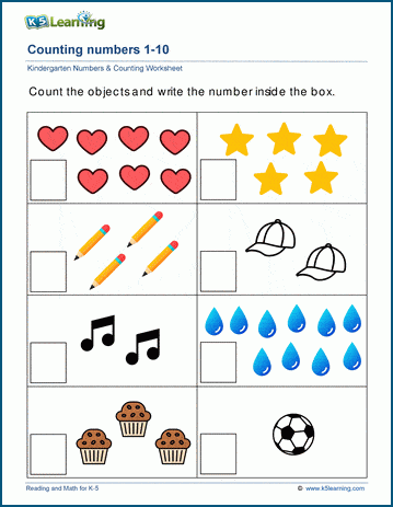 Free Preschool & Kindergarten Numbers & Counting Worksheets-Printable | K5 Learning