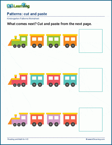 cut paste patterns worksheets k5 learning