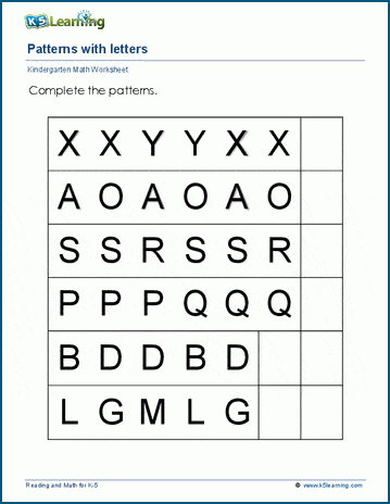 completing patterns worksheet k5 learning