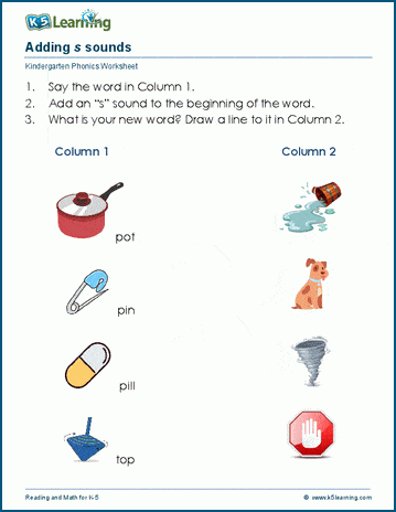 Phoneme addition worksheets | K5 Learning