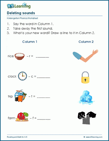 Phoneme deletion worksheet