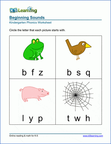 Phonics Worksheets Kindergarten