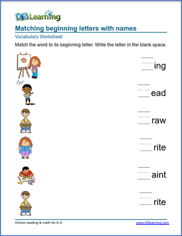 kindergarten vocabulary practice school home words k5 learning