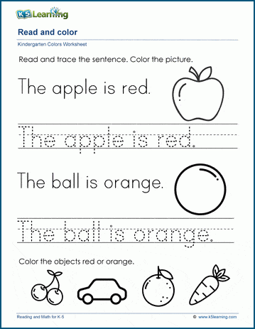 Printing And Coloring Worksheets For Kindergarten Students | K5 Learning