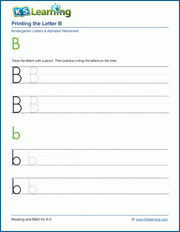 printing the letter b b k5 learning