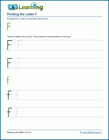 printing the letter f f k5 learning