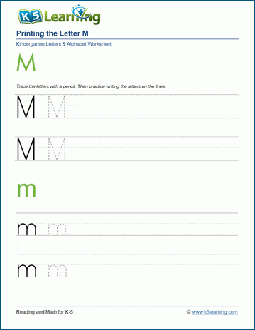 printing the letter m m k5 learning