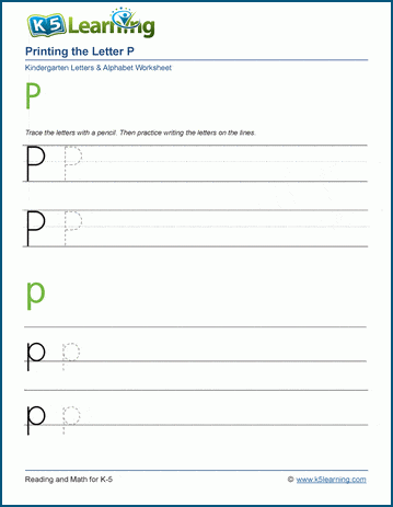 printing the letter p p k5 learning