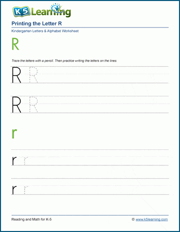 printing the letter r r k5 learning