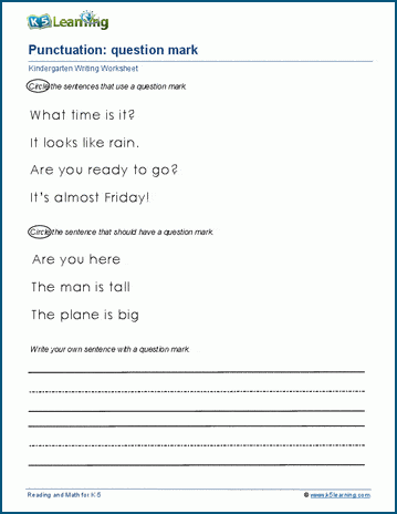 Question marks worksheet