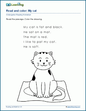 Read and color worksheets | K5 Learning