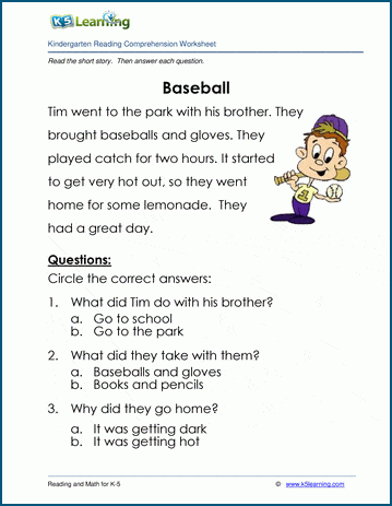 Baseball - Children's Stories and Reading Worksheets | K5 Learning