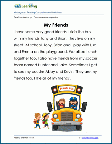 My Friends - Children's Stories and Reading Worksheets | K5 Learning