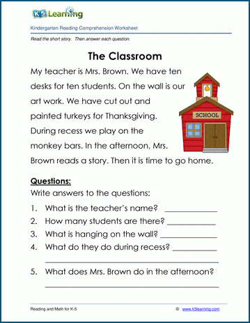 the classroom children s stories and reading worksheets k5 learning