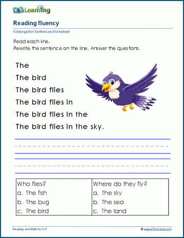 Reading fluency worksheet