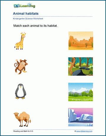 different habitats worksheets