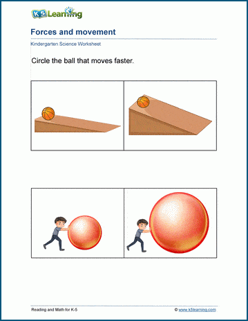 forces and movement worksheets k5 learning