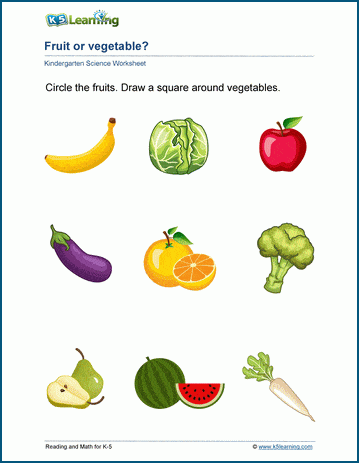 fruit vegetable worksheets k5 learning