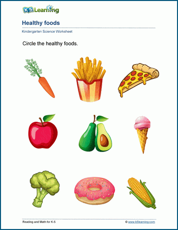 healthy foods worksheets k5 learning