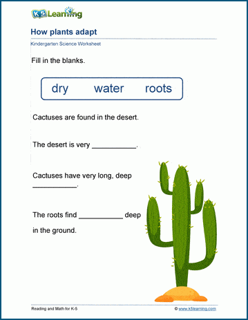 how plants adapt worksheets k5 learning