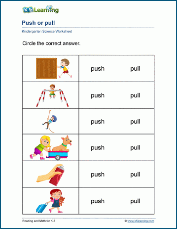 push or pull worksheets k5 learning