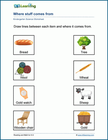 Where stuff comes from worksheets