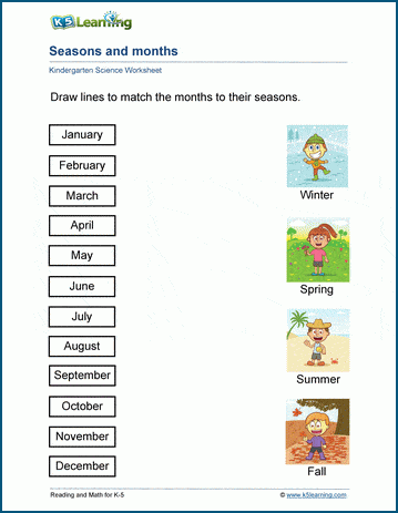 seasons and months worksheets k5 learning