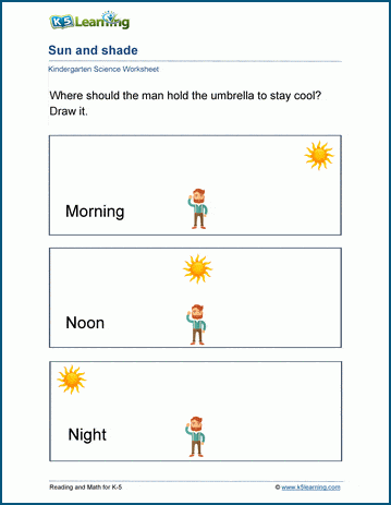 Sun and shade worksheets