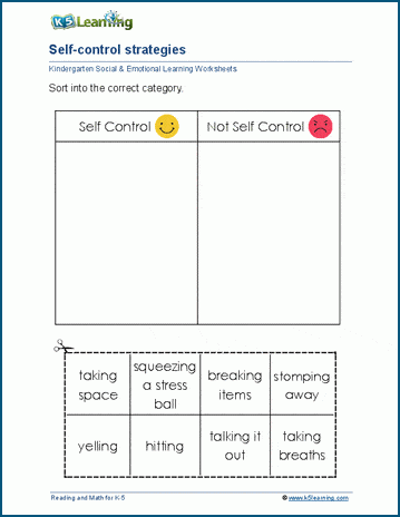 Self-Control worksheet