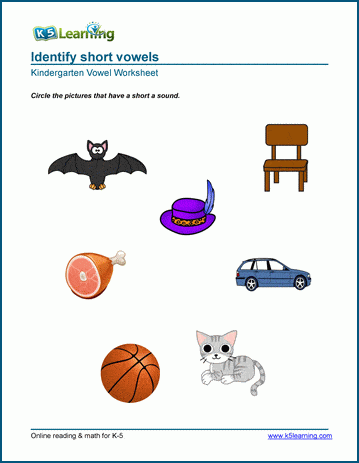 Kindergarten Beginning Vowels Worksheet