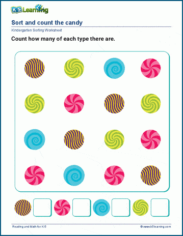 Sort objects into four groups worksheets