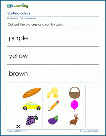 sorting by color worksheets for kindergarten students k5 learning