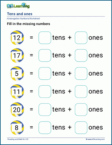 Tens and ones worksheets | K5 Learning