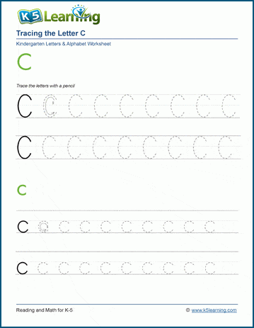 Tracing letters worksheet: Letter C c