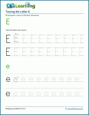 Tracing Letter E e Worksheet