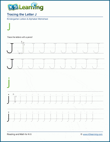 tracing the letter j j k5 learning