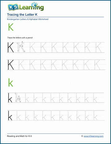Tracing the Letter K k | K5 Learning